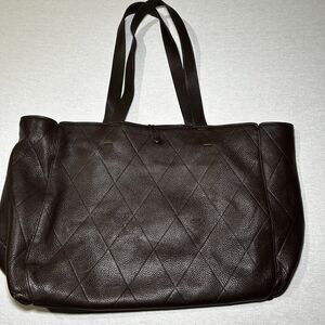 Vera Bradley Hathaway Brown Leather Tote, interior padded computer pouch